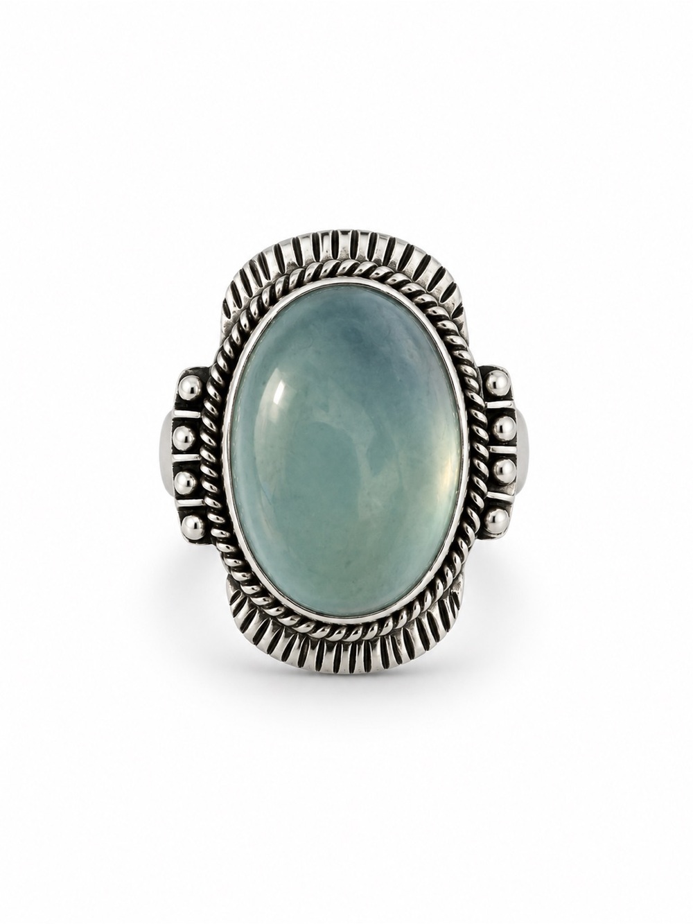 Aquamarine Cabachon Split Shank Ring